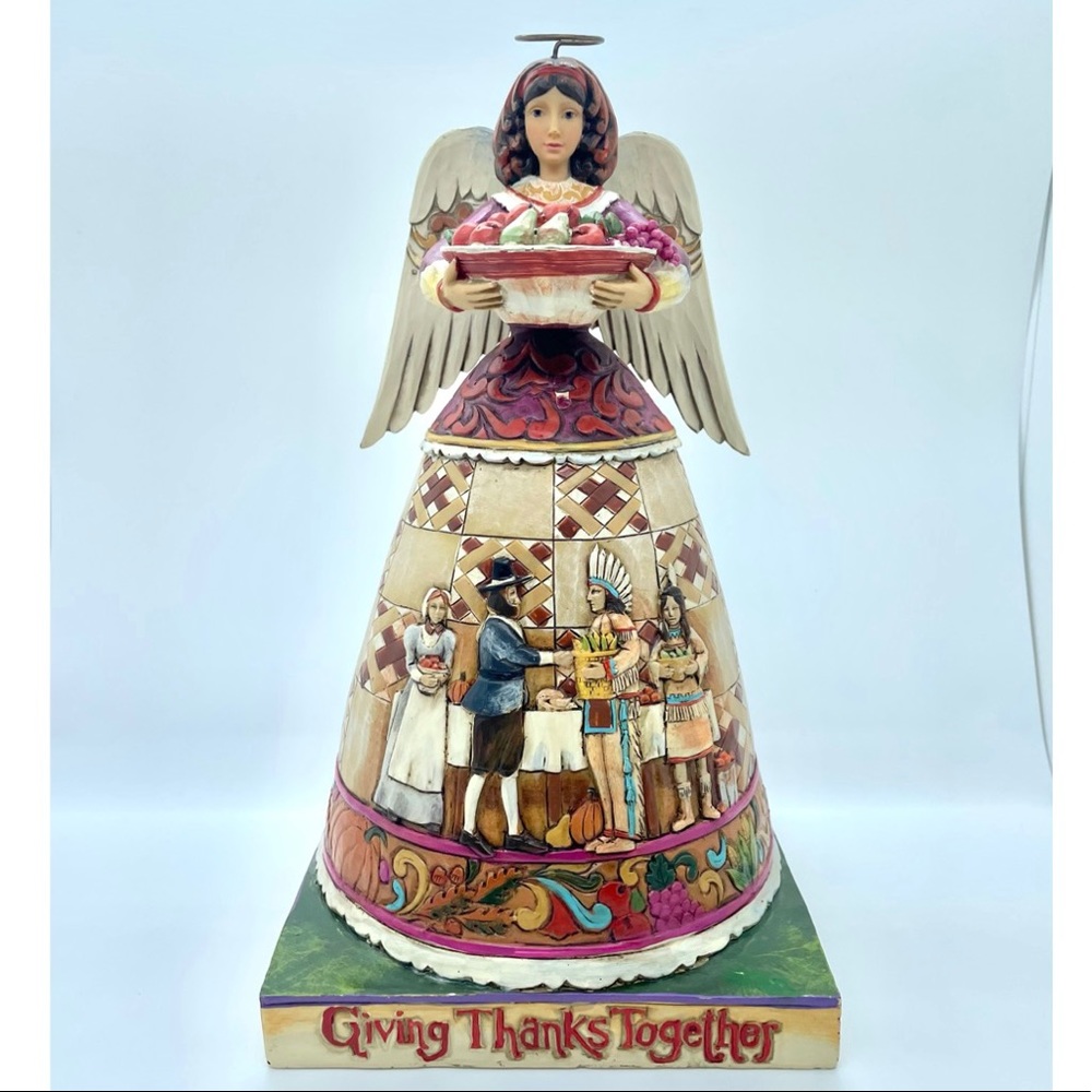 Rare Jim Shore "Thankful Tradition" Giving Thanks Together Angel S1047593 EUC